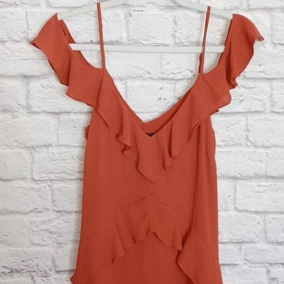 Bcbgmaxazria XXSLissa Asymmetrical Slip Dress Burnt Orange - Picture 6 of 7